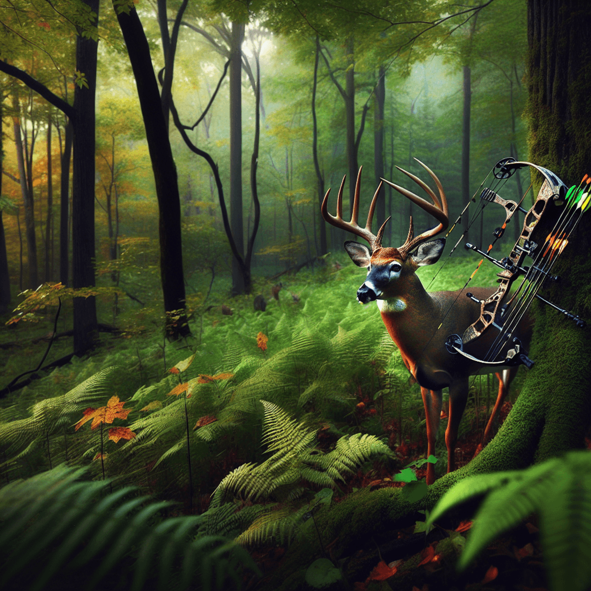 A digital art representation of a whitetail deer in a forest, capturing the beauty and mystery of this popular game animal.