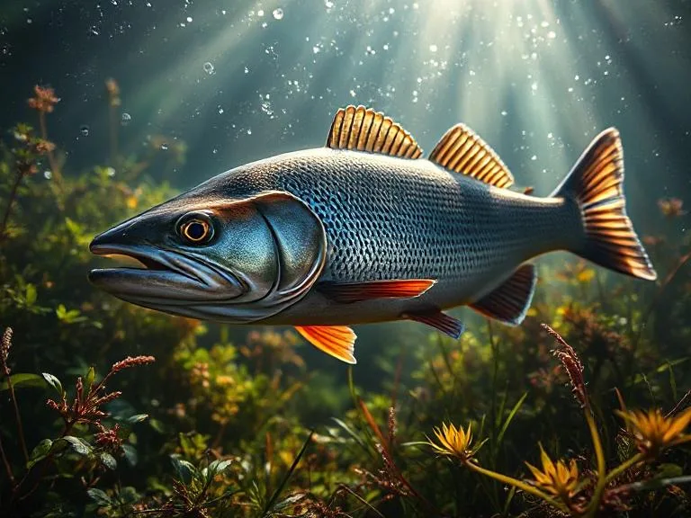 Arctic Grayling. A northern freshwater fish with a tall, sailβlike dorsal fin.