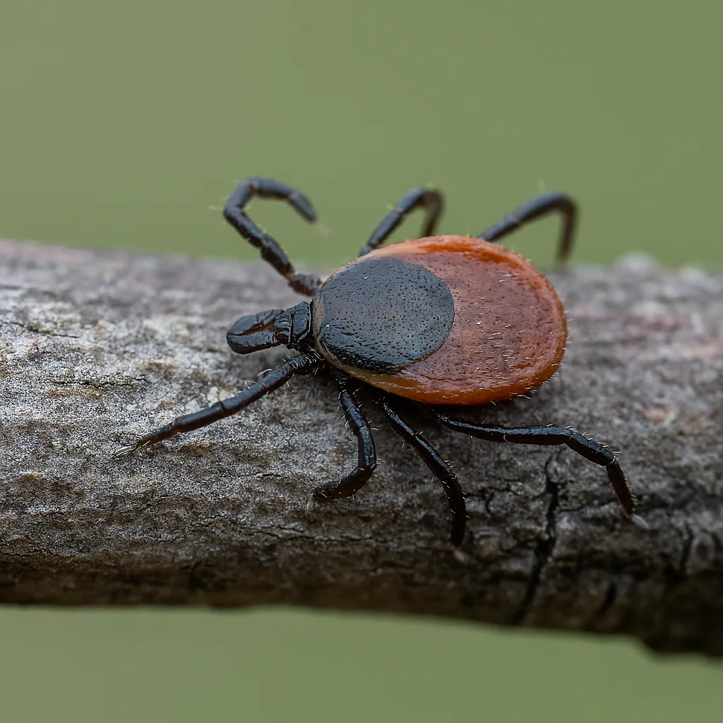 Close-up of a tick on wood