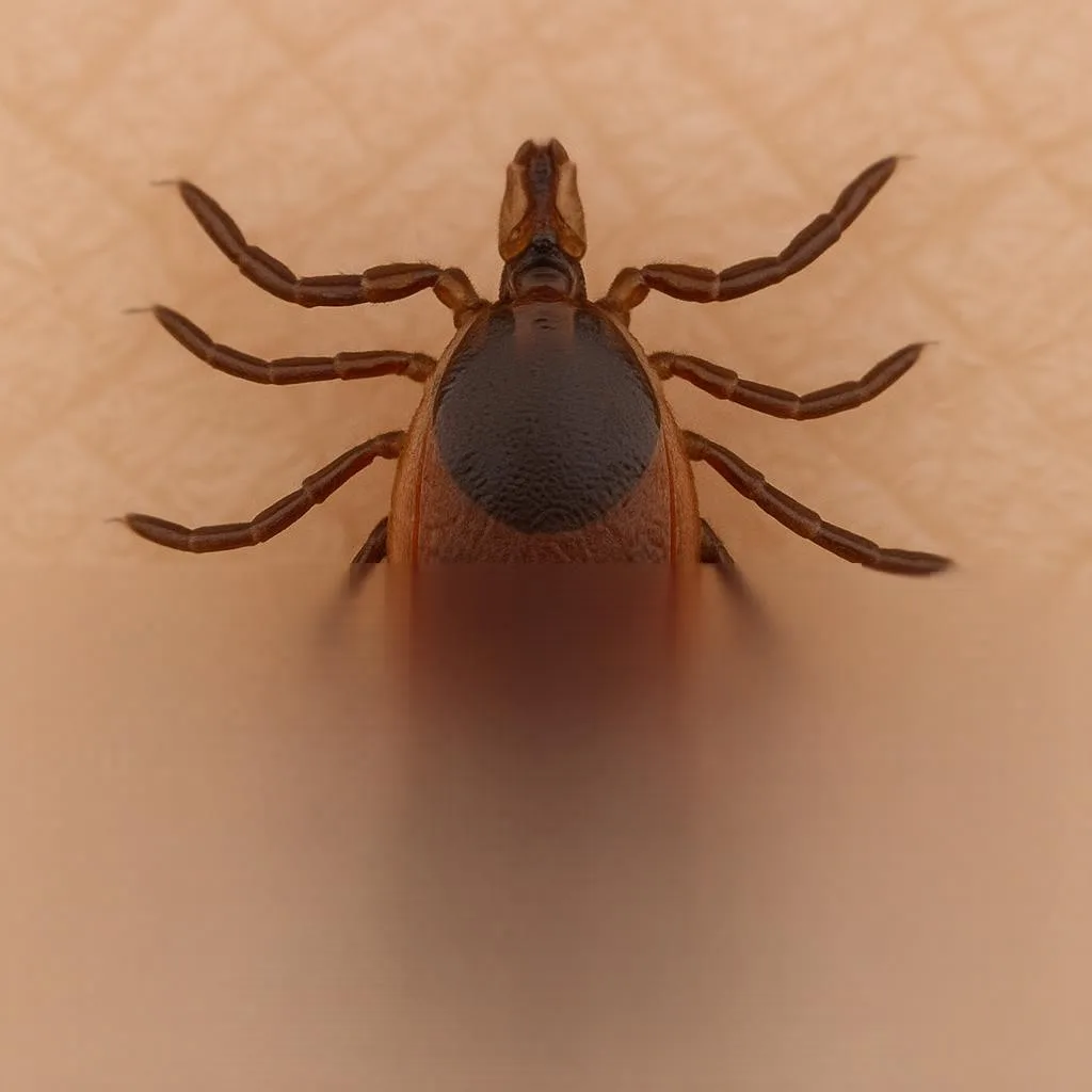 "Shaded trail in the background, illustrating real-world tick exposure risk.”